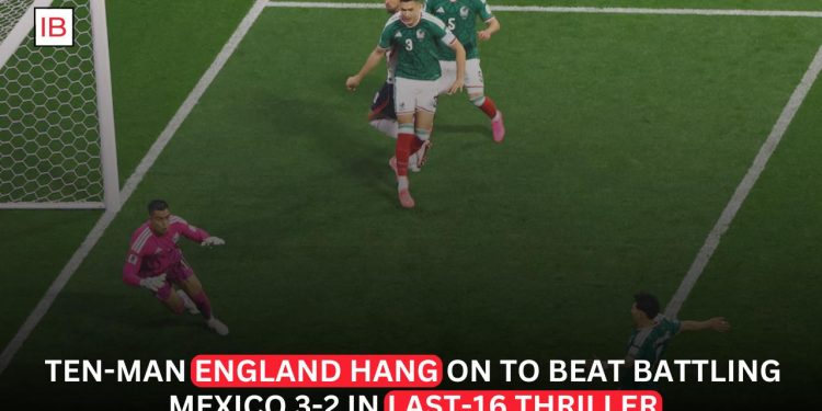 Ten-Man England Edge Mexico 3-2 in World Cup Last-16 Thriller